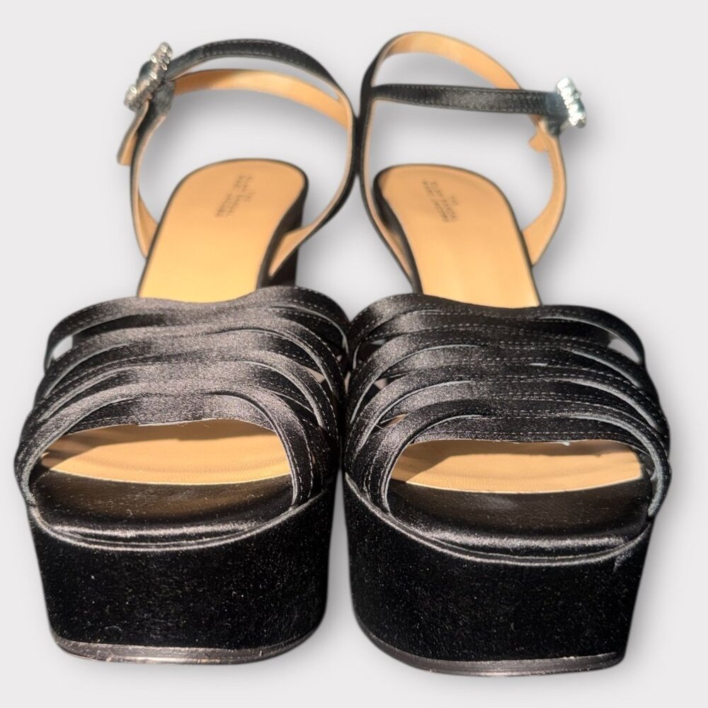 Marc Jacobs The Gram Sandal Women 8.5 Black Satin Formal Heel Platform Prom Open - Picture 4 of 12